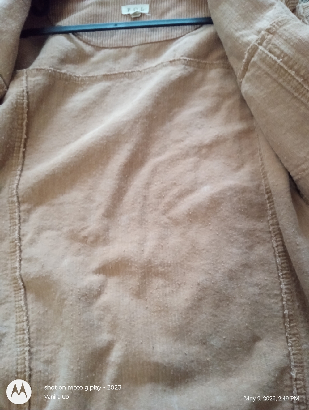 POL Frayed Hem Corduroy Trucker Jacket Teddy Bear Brown Size Large - Picture 8 of 8